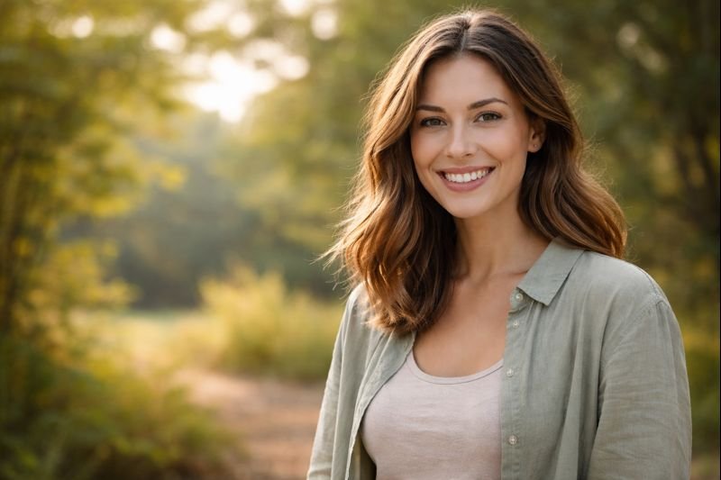 Smiling woman outdoors